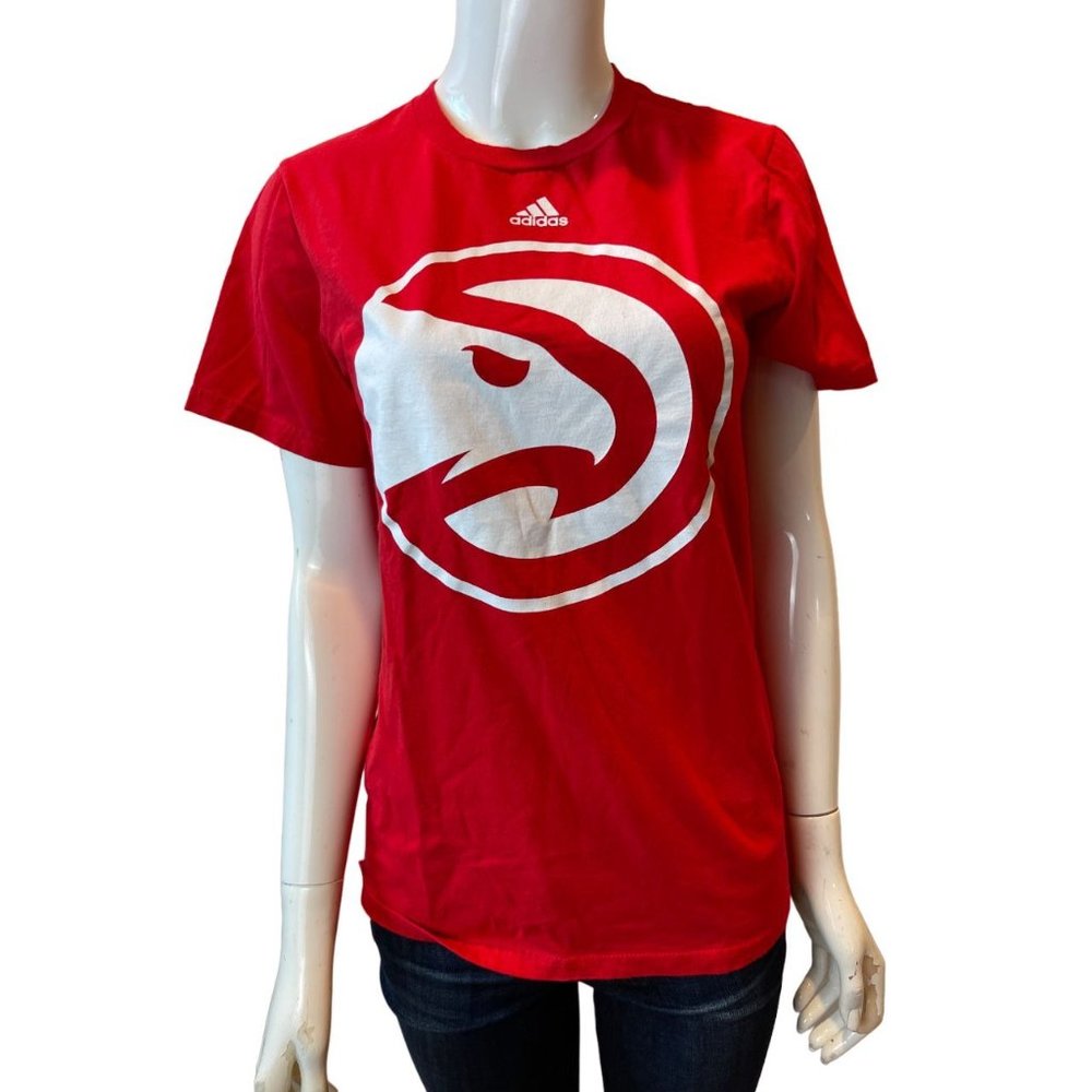 Adidas Mens Atlanta Hawks The Go to T Shirt 100% Cotton Shorts Sleeve Red Size S